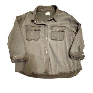 Ci Sono dark Gray Wash oversized Denim button up shirt Shacket Women's Large
